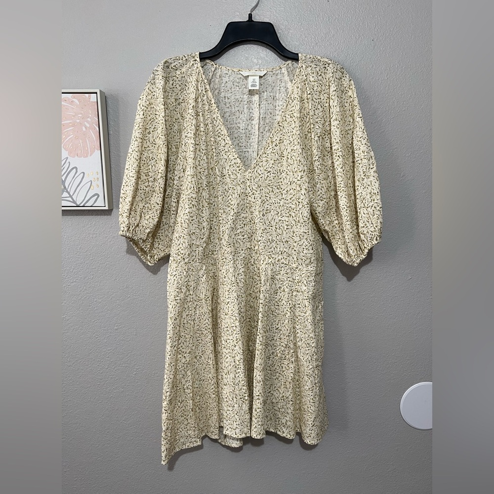 H&M Cream Ruched Tiered Sundress